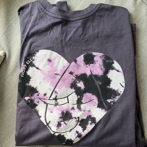 NWT Ivory Ella Graystone Jake Tie-Dye Heart Graphic Long Sleeve Top, Size XS
